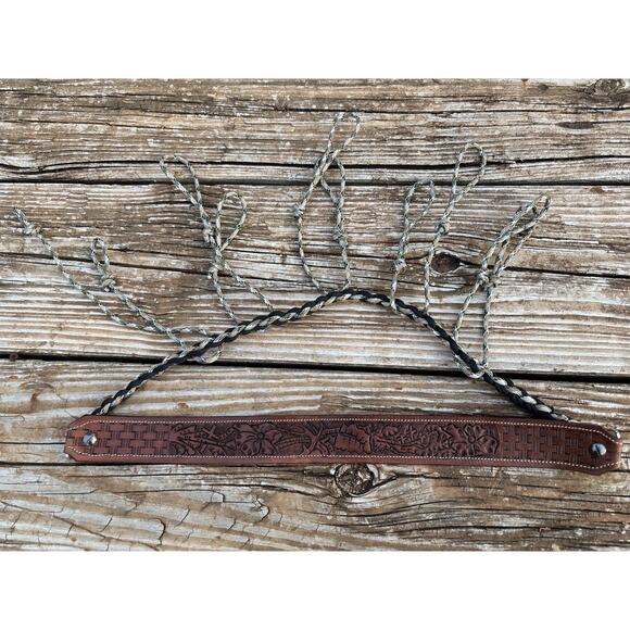 Leather Duck Call Holder Tooled Feathers and Western scroll. - Picture 1 of 8